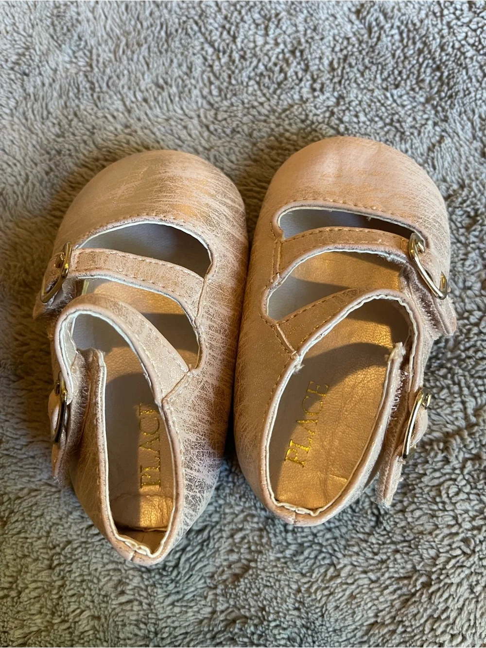 The Children's Place Metallic Rose Gold Mary Jane Baby Shoe